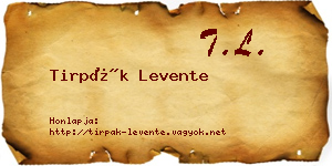 Tirpák Levente névjegykártya